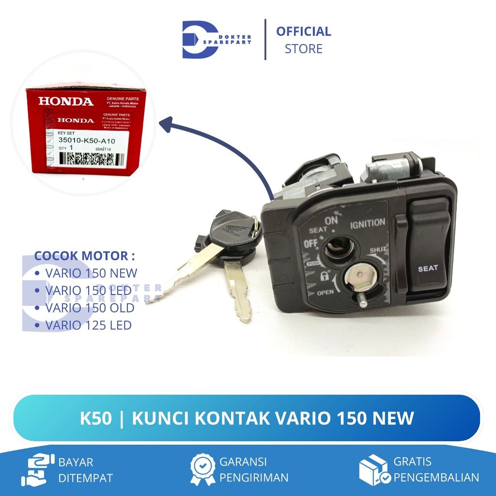 K50 KUNCI KONTAK ASSY KEY SATU SET MOTOR VARIO 150 NEW / VARIO 150 LED / VARIO 150  / VARIO 125 LED