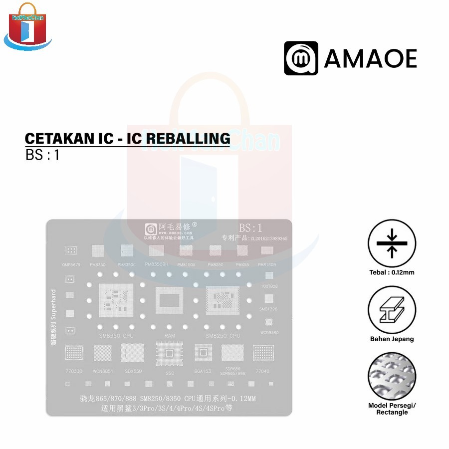 Amaoe BS 1 Cetakan IC BGA Reballing Stencil For Xiaomi Black Shark 3/3S/4/4S Pro SM8350 SM8250 CPU T