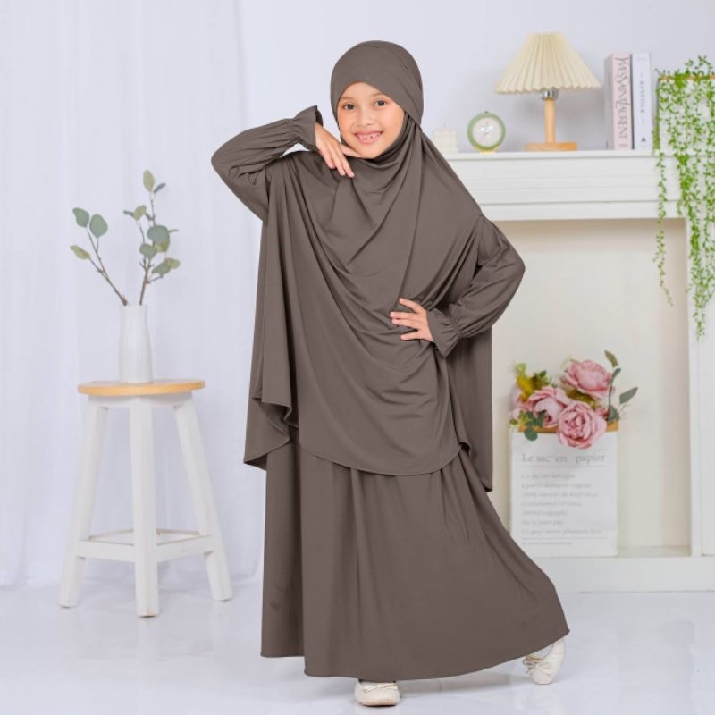 Mahreen Set Anak Gamis Anak Set + French Khimar Jersey Premium