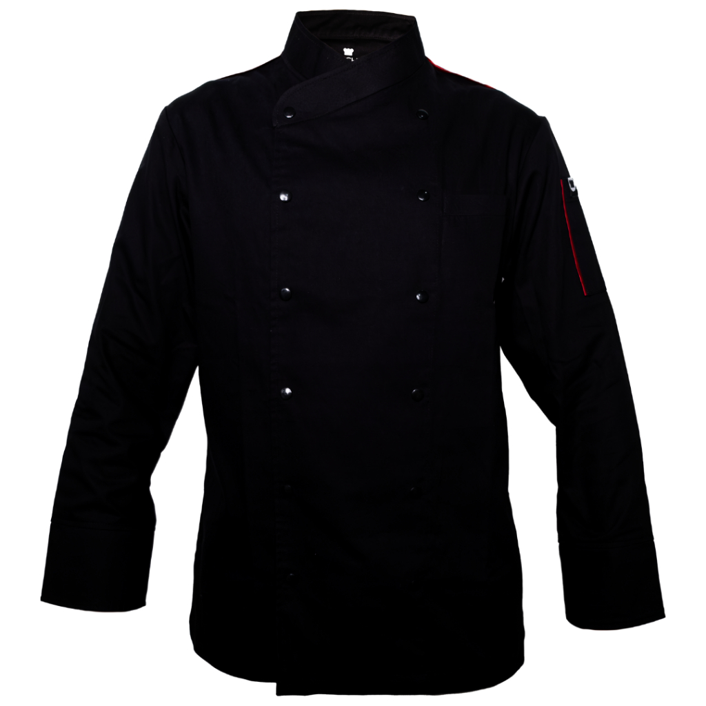 MUCHEF Baju Koki Snappy Lengan Panjang Hitam