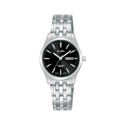 Jam Tangan Alba Wanita AN8075 Silver Hitam Original Garansi Resmi