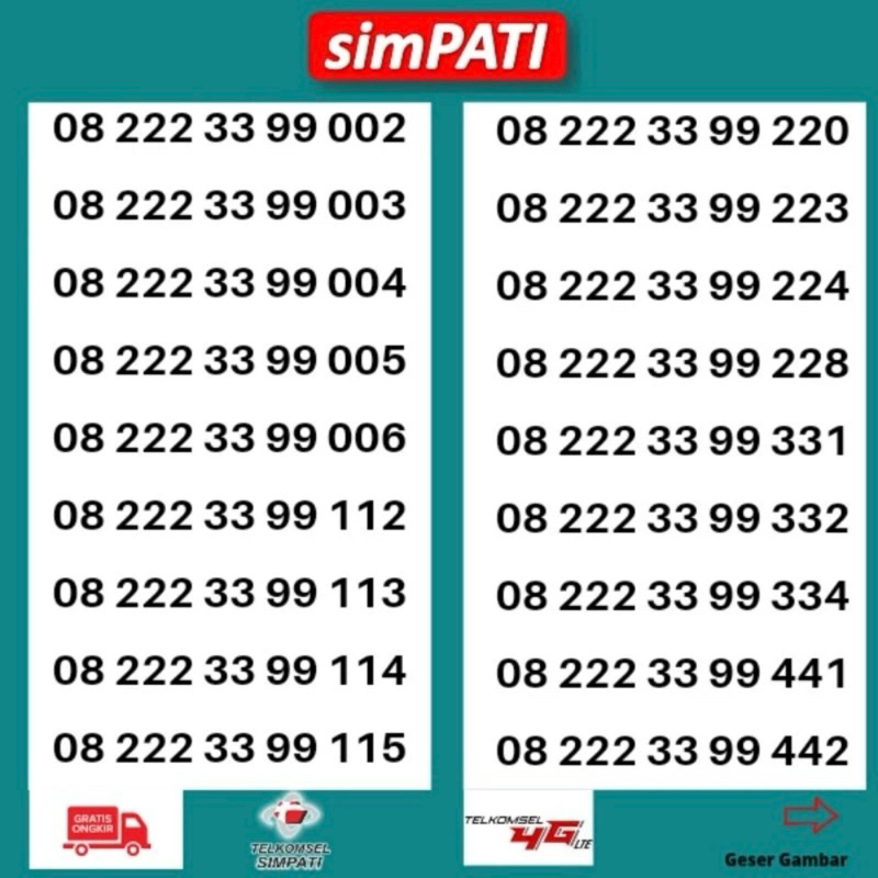 NOMOR CANTIK + KUOTA 100GB