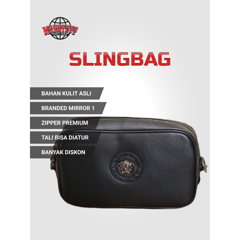 Tas Selempang Cowok Kulit Import Versace 2024