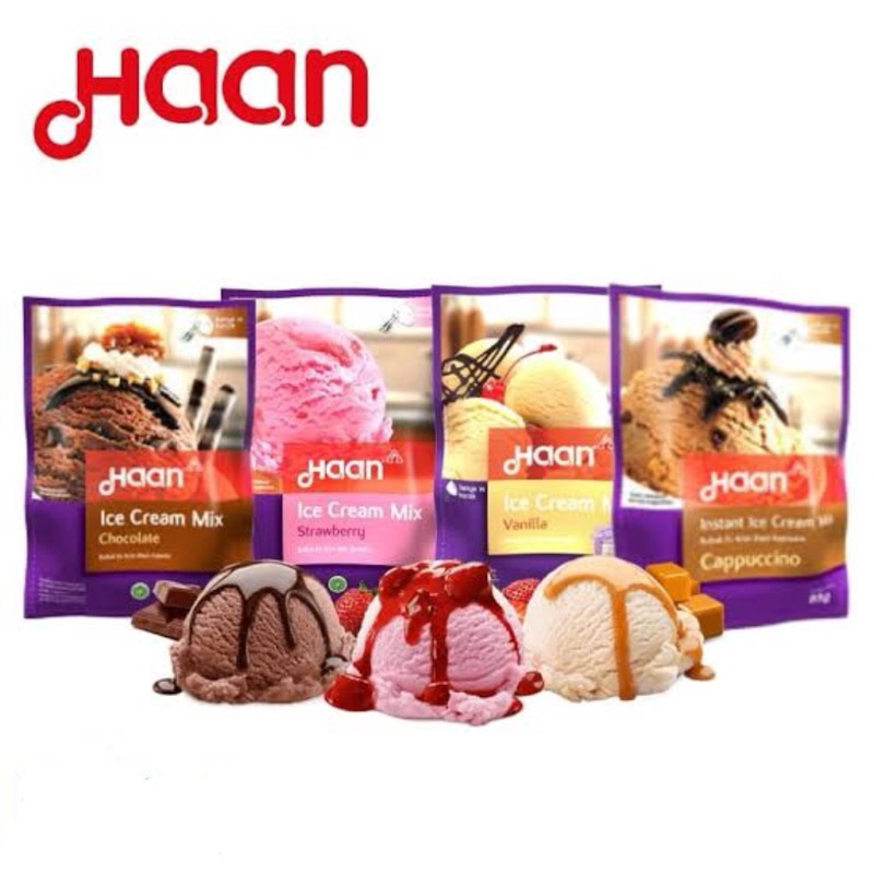 

Haan ice cream mix 85g / haan smoothie 85g / ice cream instan / smoothie instan