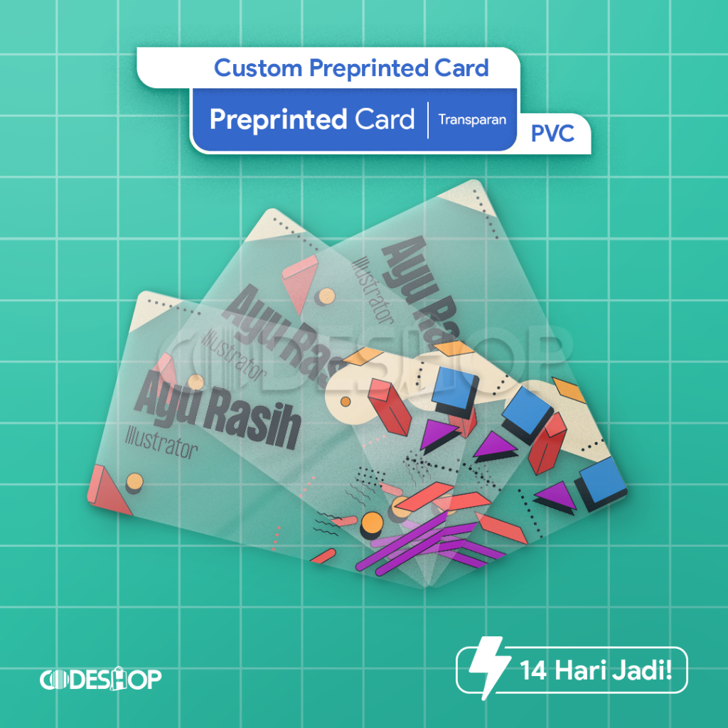 

Cetak Custom Preprinted PVC Card Transparan Kartu Nama