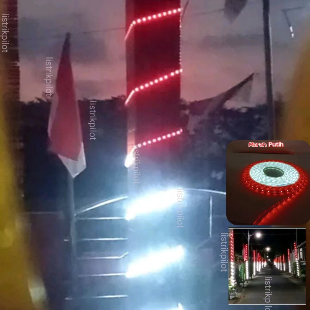LAMPU LED STRIP PAKET 4M~14M MERAH DAN PUTIH DAN SOCKET   220V PLUS ADAPTOR
