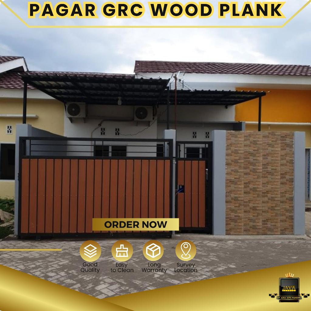 Pagar GRC Wood Plank Hollow Galvanis Minimalis Modern Mewah Elegan Berkualitas Anti Karat