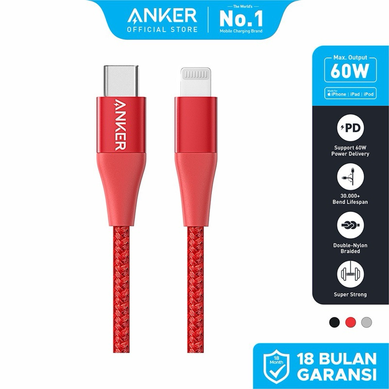 Anker Powerline II Usb C Cable wirh Ligtning connector 3ft
