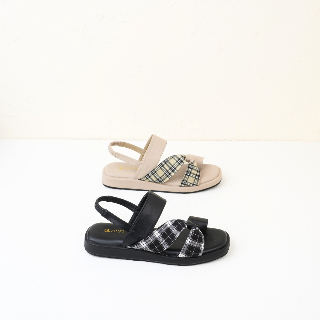 Sistas Karina Sandal Flat Wanita Kekinian Sendal Cewek Model Vintage Korea