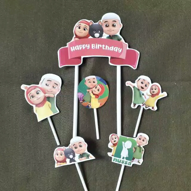 cake topper toper hiasan kue ulang tahun tema Nusa Rara / Nussa dan Rara