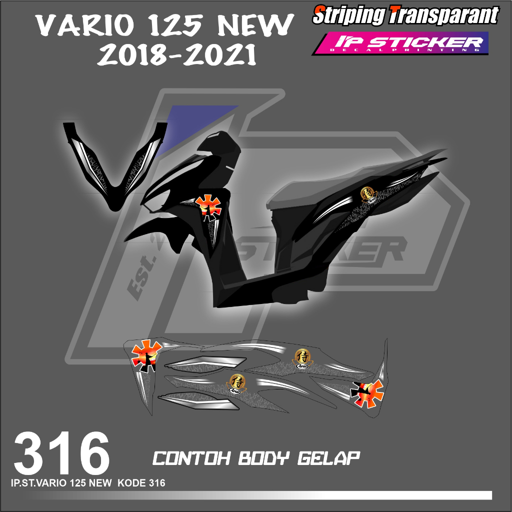 VARIO 125 NEW 2018-2021 (COD) STIKER STRIPING MOTOR HONDA VARIO 125 NEW  HOLOGRAM DAN TRANSPARAN
