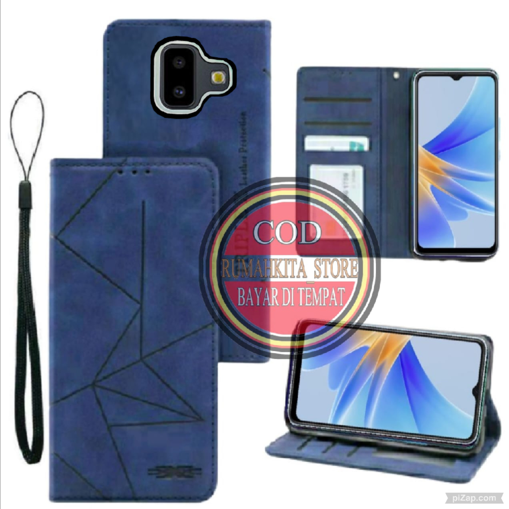 CASE HP SAMSUNG J6 PLUS MOTIF MAXNET CASE KULIT - CASING DOMPET-FLIP COVER LEATHER-SARUNG HP