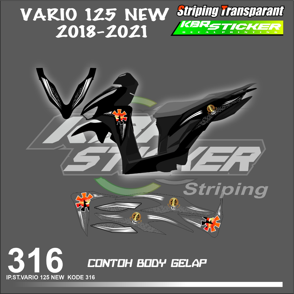 VARIO 125 NEW 2018-2021 (COD) STIKER STRIPING MOTOR HONDA VARIO 125 NEW  HOLOGRAM DAN TRANSPARAN
