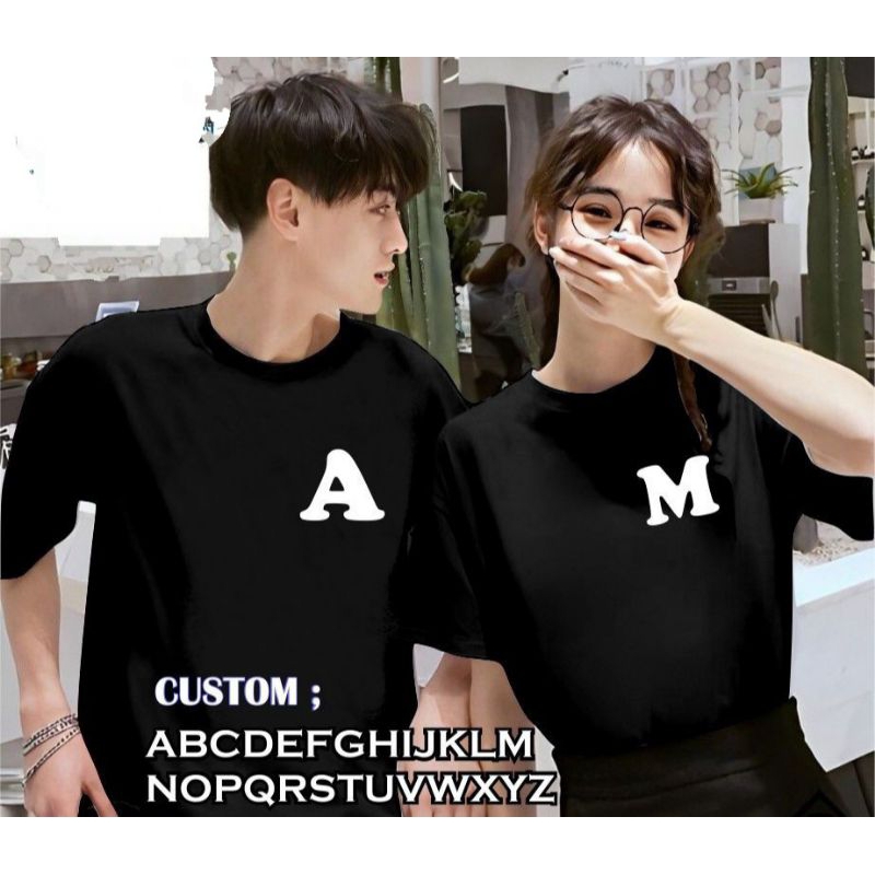 KAOS COUPLE NAMA INISIAL DAPAT 2 KAOS // CUSTOM HURUF INISIAL PASANGAN PACAR