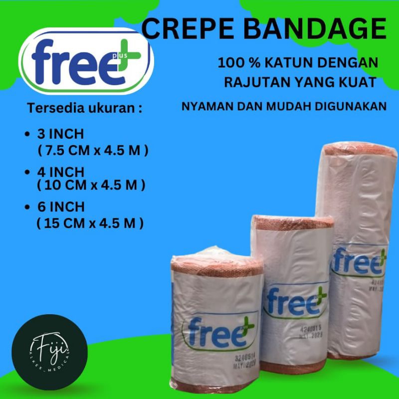 CREPE BANDAGE/FREE PLUS CREPE/PERBAN ELASTIS/PERBAN KATUN/PERBAN/CREPE/PERBAN KESELEO/PERBAN PATAH T