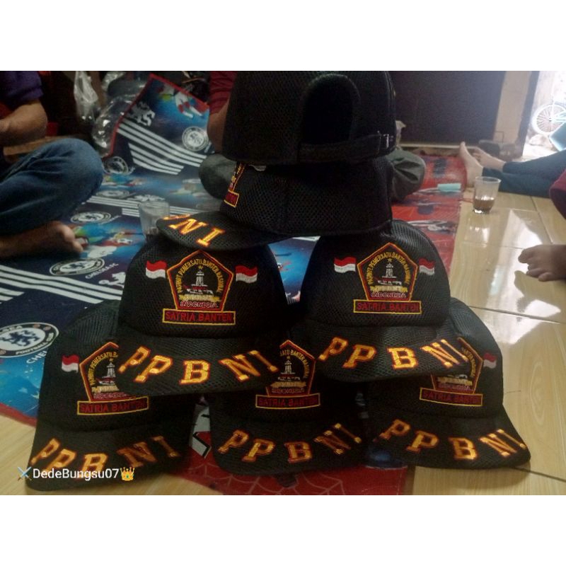 topi ppbni depan bordir logo dan sintong bordir tulisan ppbni