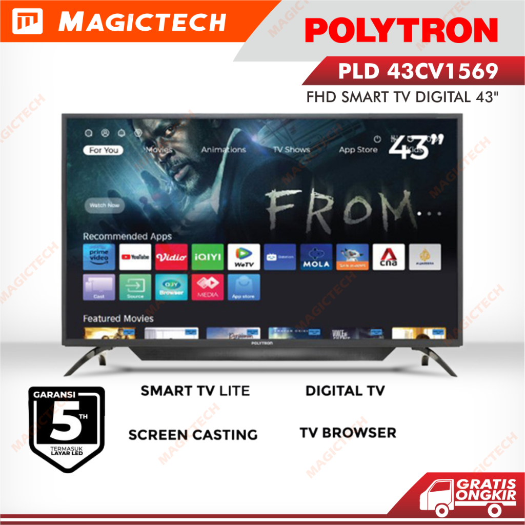 TV LED POLYTRON 43 INCH / 43" SMART DIGITAL TV FHD PLD 43CV1569