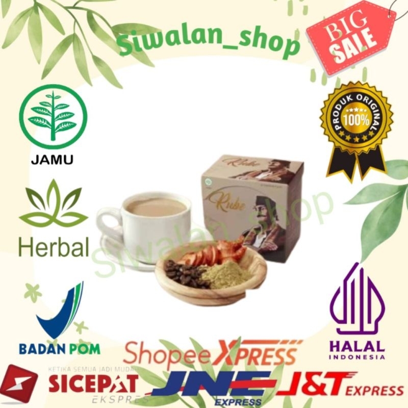 

1 Box 5 Saset Kopi Rube Coffffeee - Kopi Gingseng Gula Aren Herbal Teruji Kualitasnya BPOM