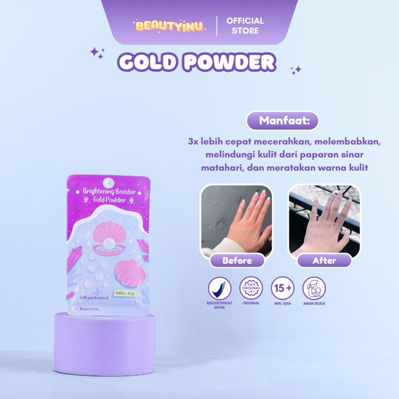 BRIGHTENING BOOSTER GOLD POWDER SERBUK PEMUTIH BADAN DAN WAJAH