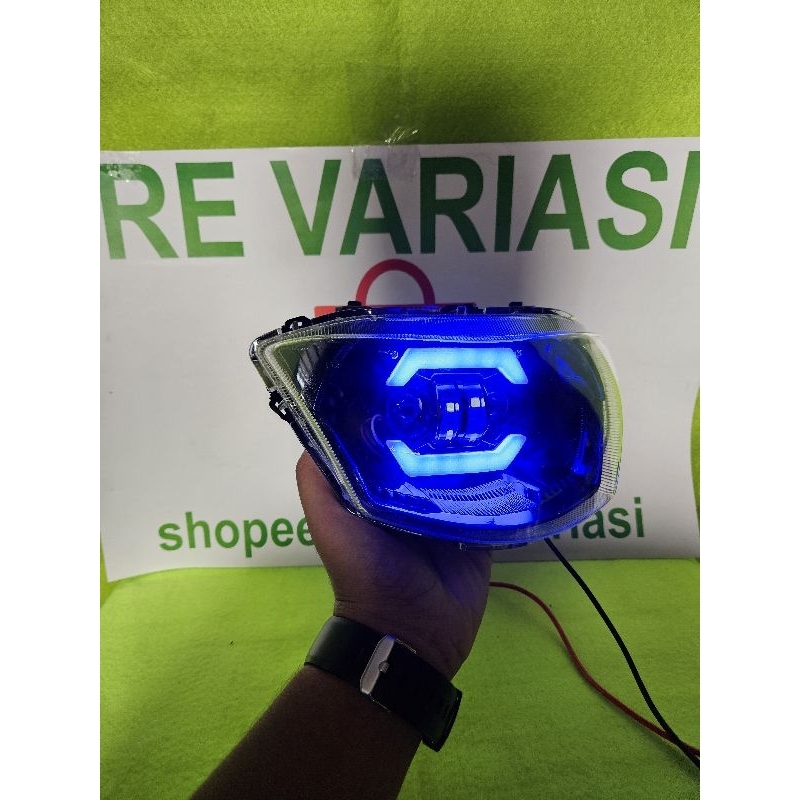 LAMPU DEPAN MIO J PAKET ROBOT SENJA BIRU