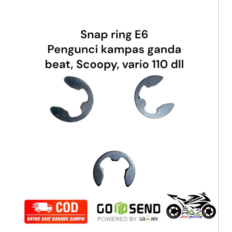 snap ring pengunci kampas ganda E6, 1 set (isi 3)