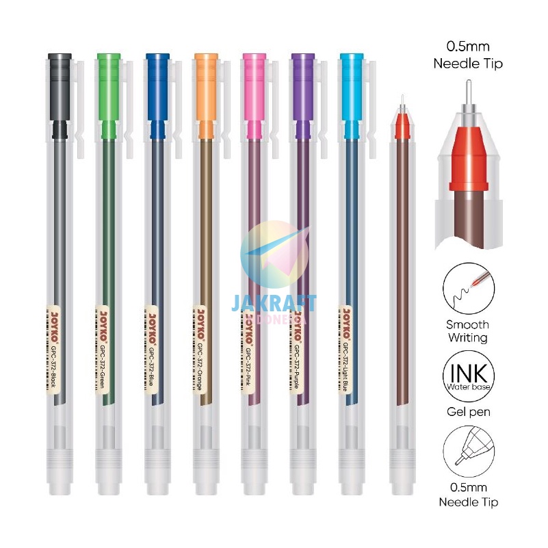 

DISKON SPESIAL 1 Pcs Gel Pen Color JOYKO GPC372 Pulpen Warna Warni 5 mm Needle Tip