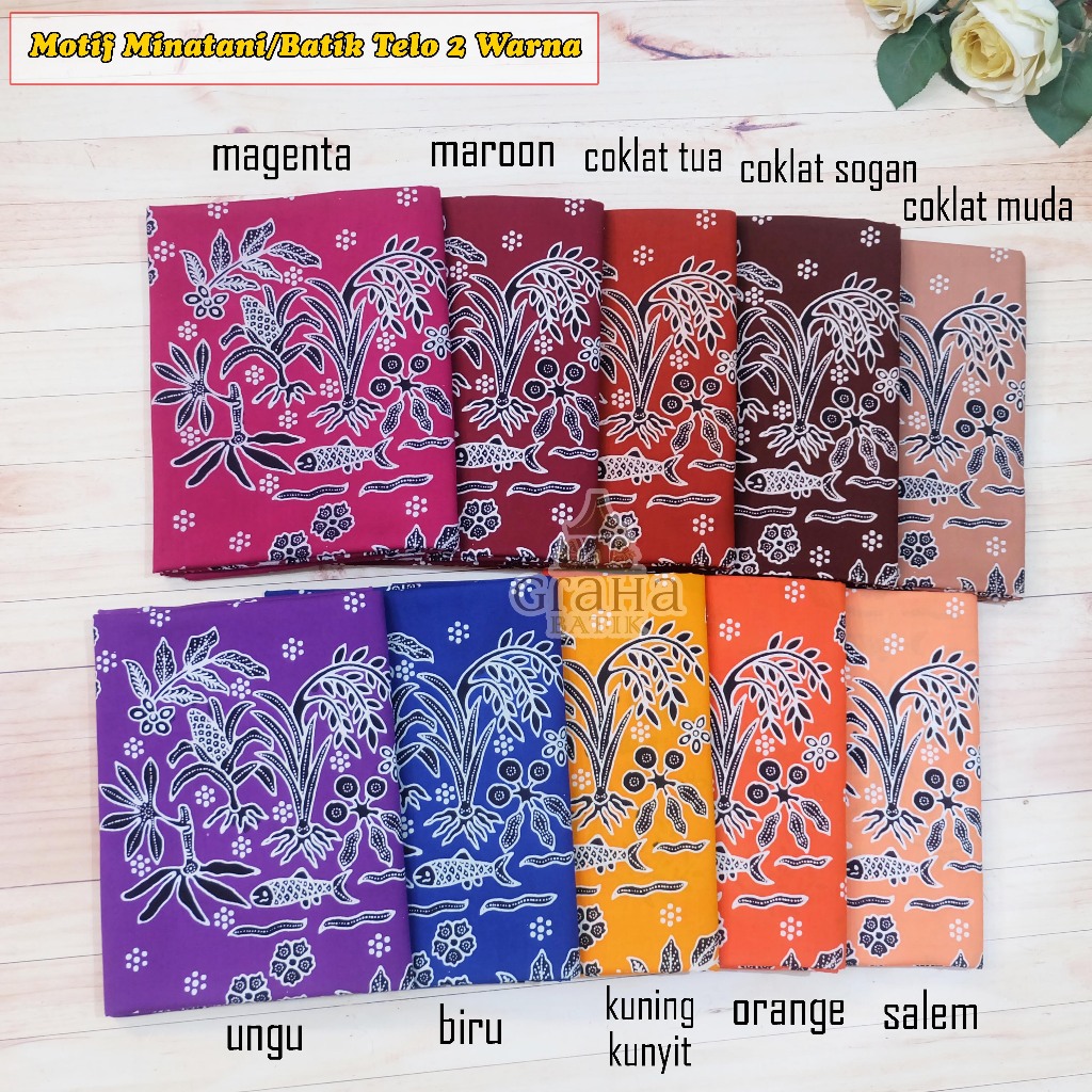 KAIN BATIK BAKARAN PATI MOTIF MINA TANI MINATANI TELA TELO KETELA 2 WARNA