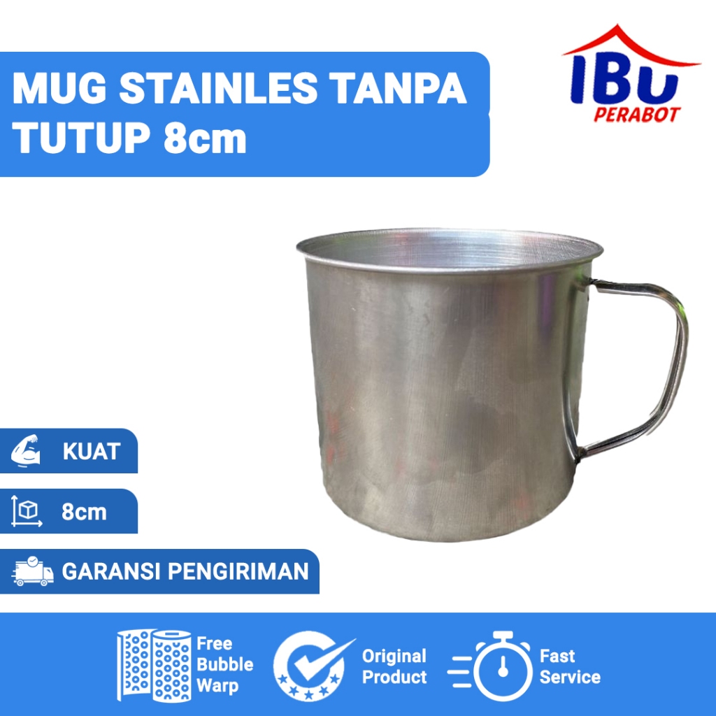 MUG STAINLES TANPA TUTUP UKURAN DIMATER 8 CM /Cangkir stenlis mini/Stainless Gelas / MUG JADUL/SOUFE