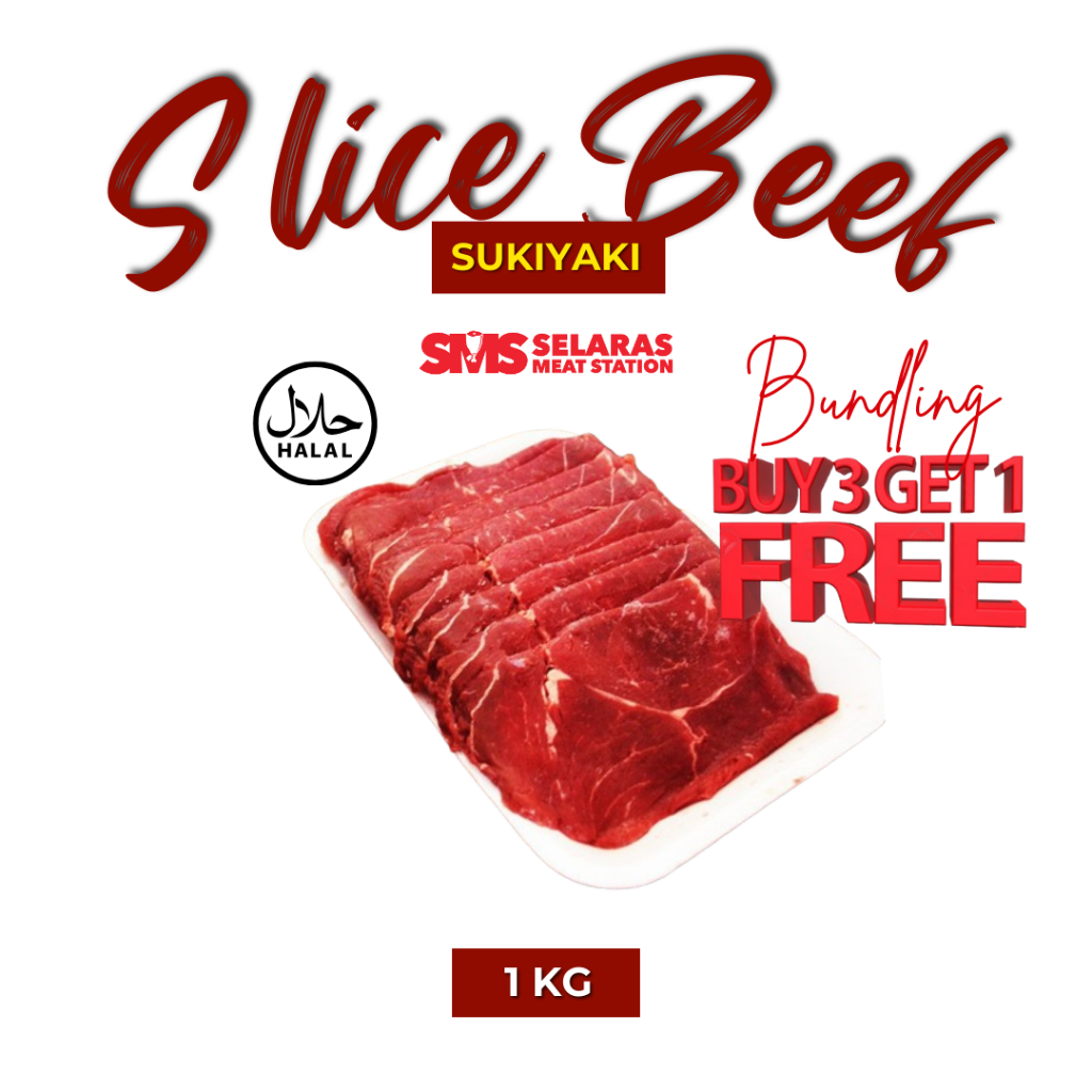 

Slice Beef Sukiyaki Yakiniku Teriyaki Beef Roll 500 gr 1 Kg Frozen Tangerang