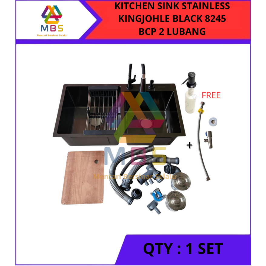 KITCHEN SINK STAINLESS PILL CARLO BLACK 8245 BCP 2 LUBANG