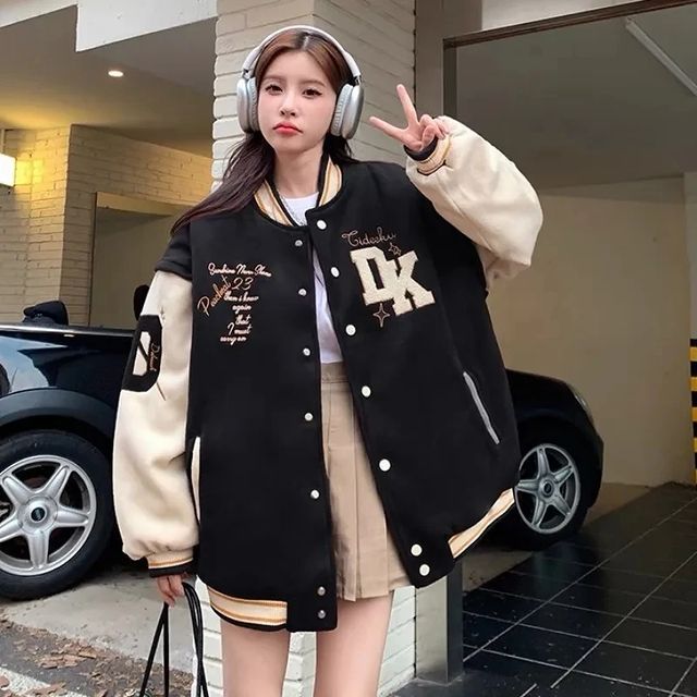 Jaket Baseball Varsity Oversize DK M-XXL Dewasa Anak-Jaket Baseball Korea Street Style Pria-Wanita