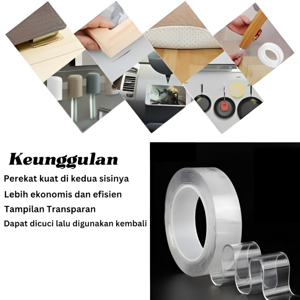 Lakban Double Tape Daya Rekat Kuat Perekat Doubletape Murah