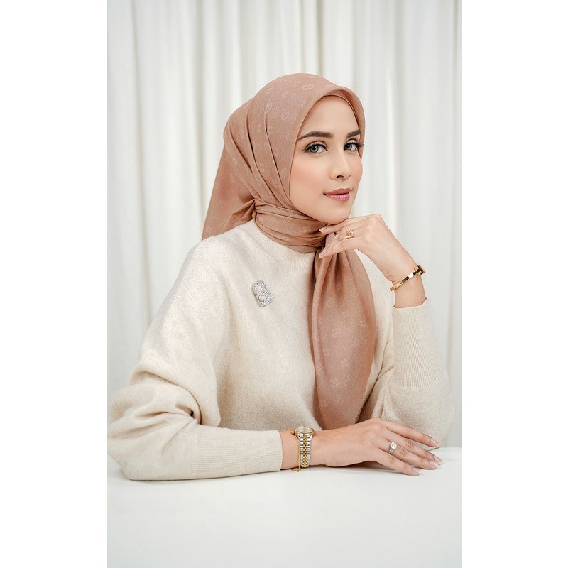 BUTTONSCARVES - Monogram Voile Square - Misty Rose / Hijab Segi Empat