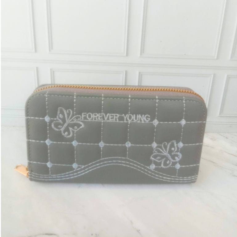 LAKUSO Dompet Clutch Satu Resleting Tanggung Forever Young Butterfly Wanita #M6
