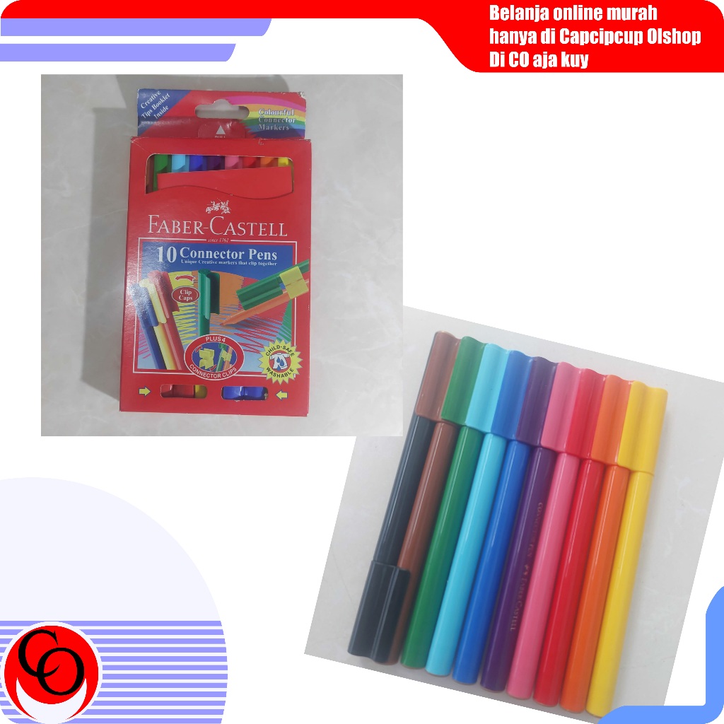 

Spidol Faber Castell 10 Connector Pens / Pen warna / Spidol Warna Faber Castell Murah Obral / Cuci Gudang