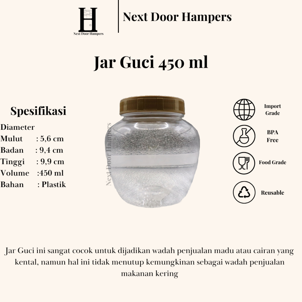 Jar Guci 450ML/ Jar Madu/ Jar selai 450ML