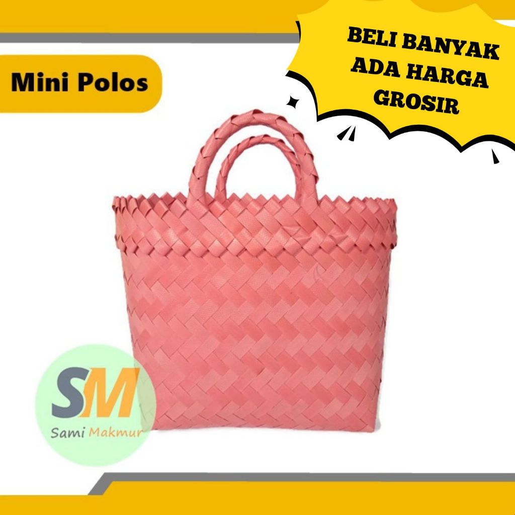 Tas Anyaman Plastik Mini Polos Anyam Jinjing Tas Hampers untuk  Ulang Tahun Parcel Souvenir Snack