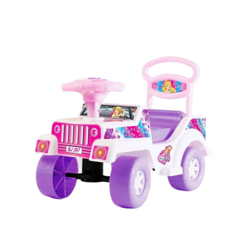 Mobil dorong anak perempuan Barbie