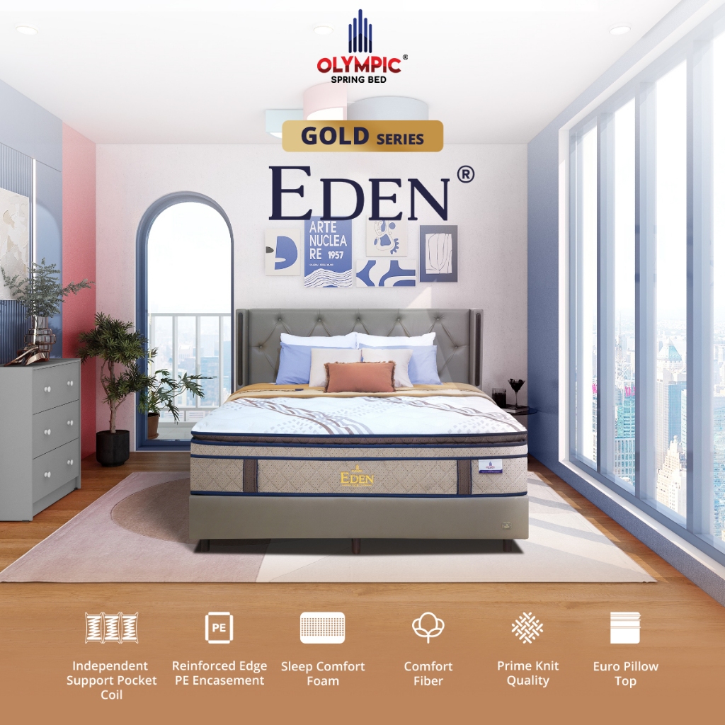 KASUR SPRINGBED EDEN by OLYMPIC - MATRAS SPRINGBED POCKET SPRING - FULL SET