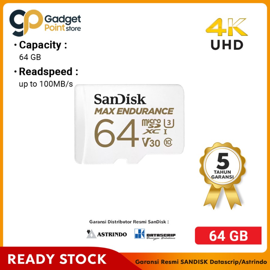 SanDisk Max Endurance 64GB 100MB/s MicroSDXC Original Garansi 10Th