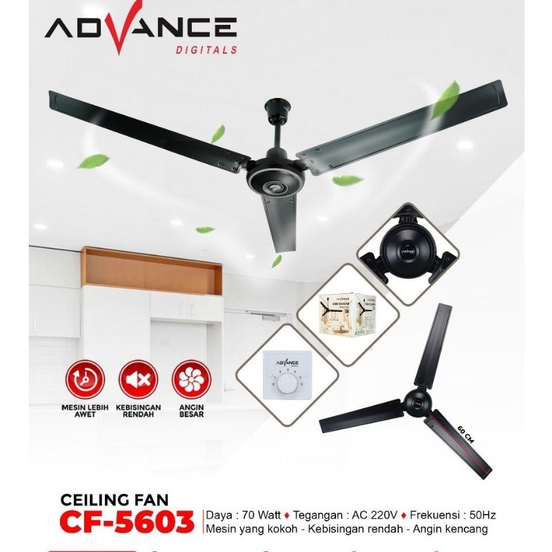 Ceiling Fan Advance CF5603 / Kipas Angin Gantung Advance CF 5603 / Ceiling Fan Daya 70 watt Angin Ke