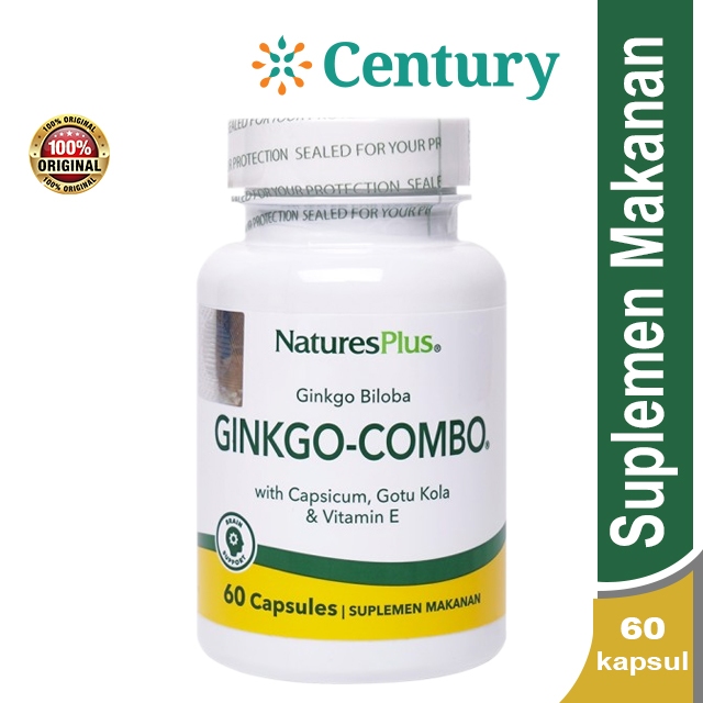 Nature's Plus Ginkgo Combo 60 Kapsul/Ginkgo Biloba/Suplemen Otak/Daya Ingat/Konsentrasi/Antioksidan
