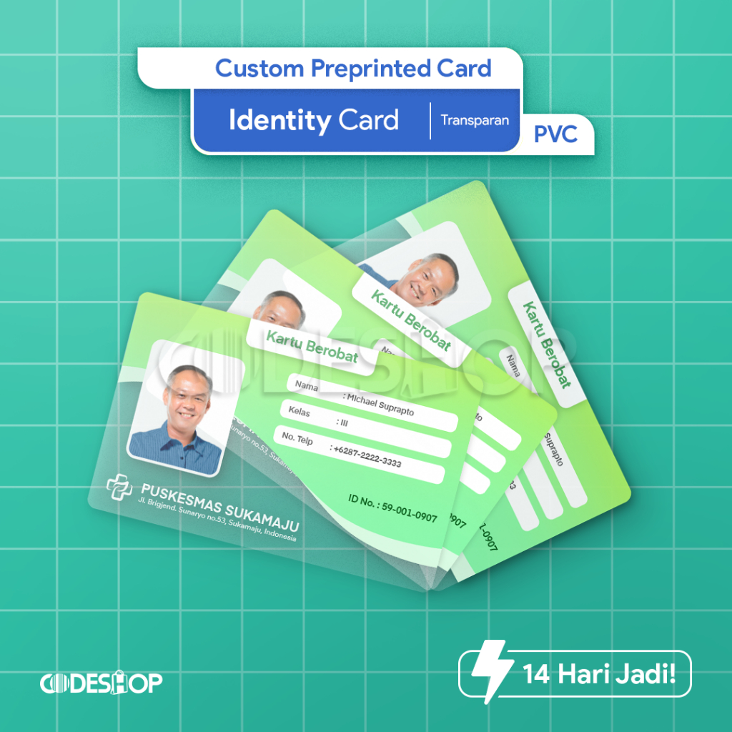 

Cetak Custom Preprinted PVC Card Transparan Kartu ID Card / Kartu Identitas