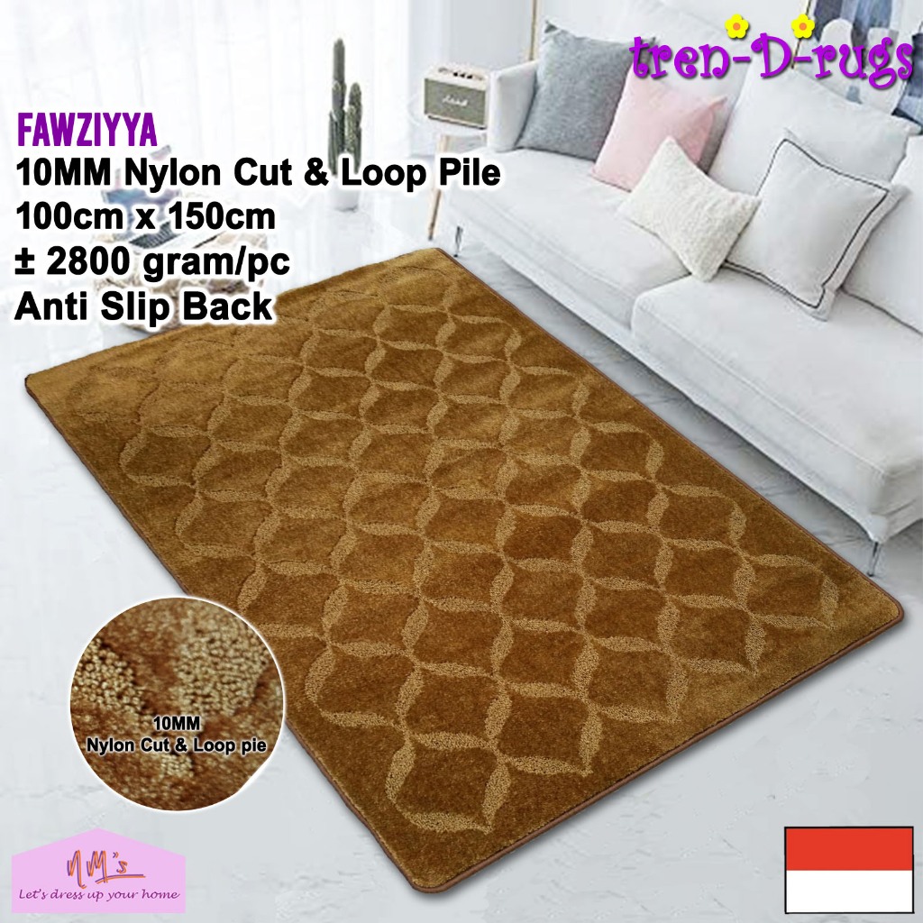 Tren-D-rugs Karpet plush lantai permadani tebal halus motif 3D timbul anti slip 100 cm x 150 cm -NMs