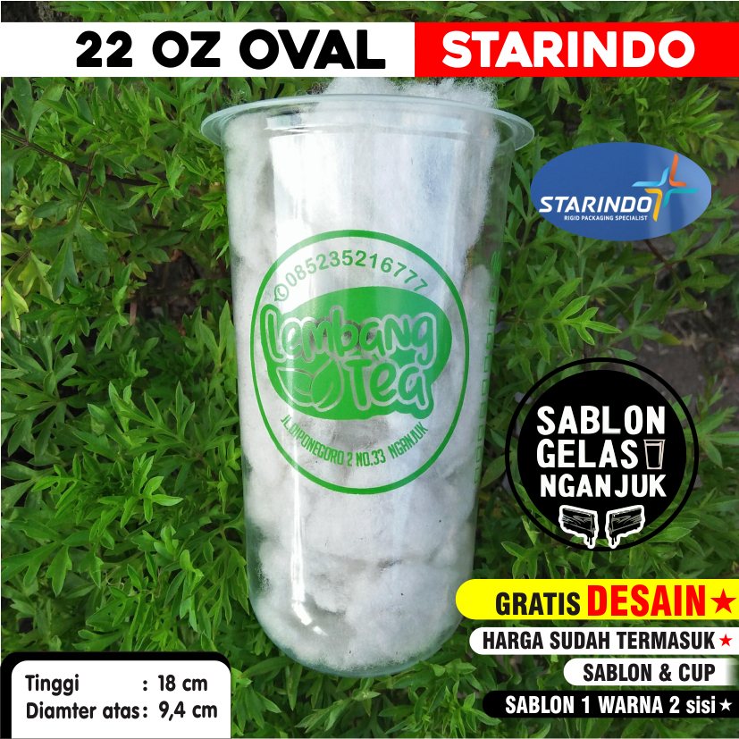 Sablon Cup Gelas Cup Sablon  22oz  Starindo OVAL 9,5 gram Tebal