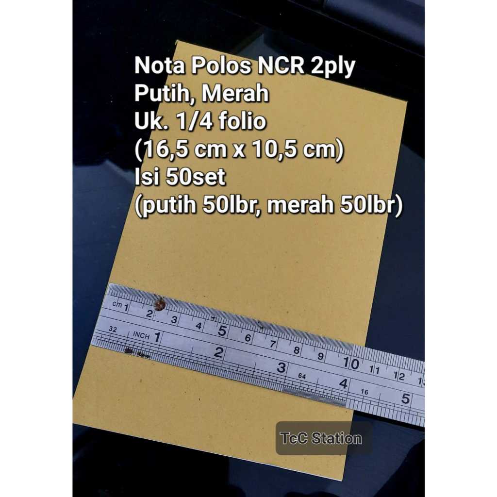 

1 PAK 5 BUKU Nota POLOS NCR 2ply 1/4 folio 2 Rangkap Putih Merah 1/4f Carbon NCR 2 ply POLOS TANPA CETAKAN