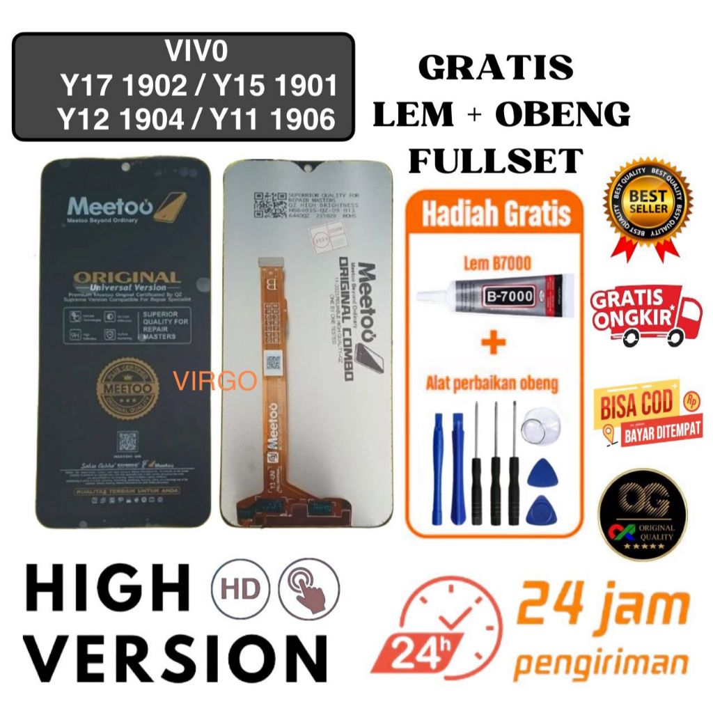 LCD VIVO Y17 (1902) / Y15 (1901) / Y12 (1904) / Y11 (1906) fullset free LEM + OBENG / LCD TOUCHSCREE