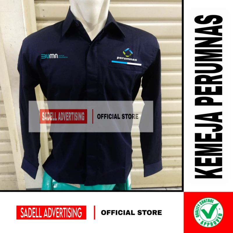 Kemeja PERUMNAS Seragam BUMN Perumnas Navy Lengan Panjang Pria Bordir