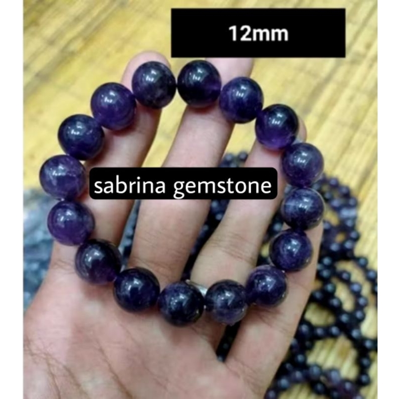 gelang kecubung wulung jumbo 12 mm original natural batu