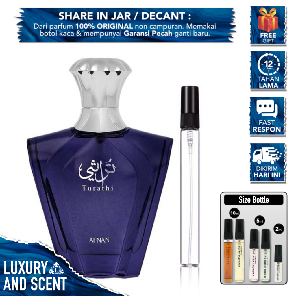 DECANT AFNAN TURATHI BLUE Share In Bottle Jar 2/5/10ML Travel Size Extrait de Perfume EDP Afnan Biru